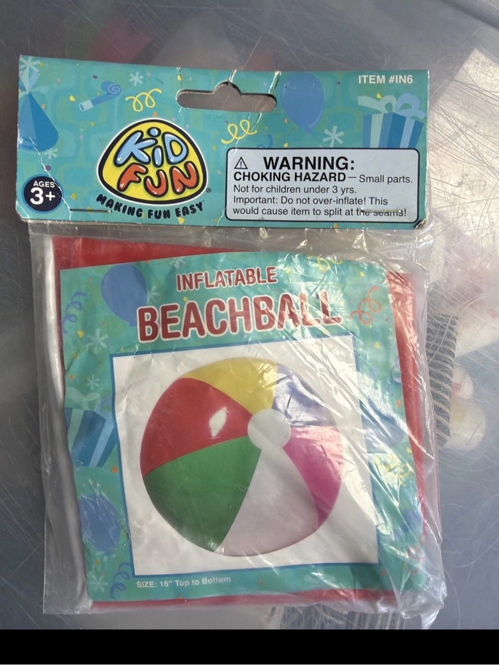 Kid Fun - Inflatable Beach Ball 15" Inflated